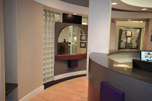 Office entrance and reception area at Periodontal Surgical Arts.